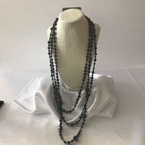 Black fashion crystal necklace 36”‎ length NWT